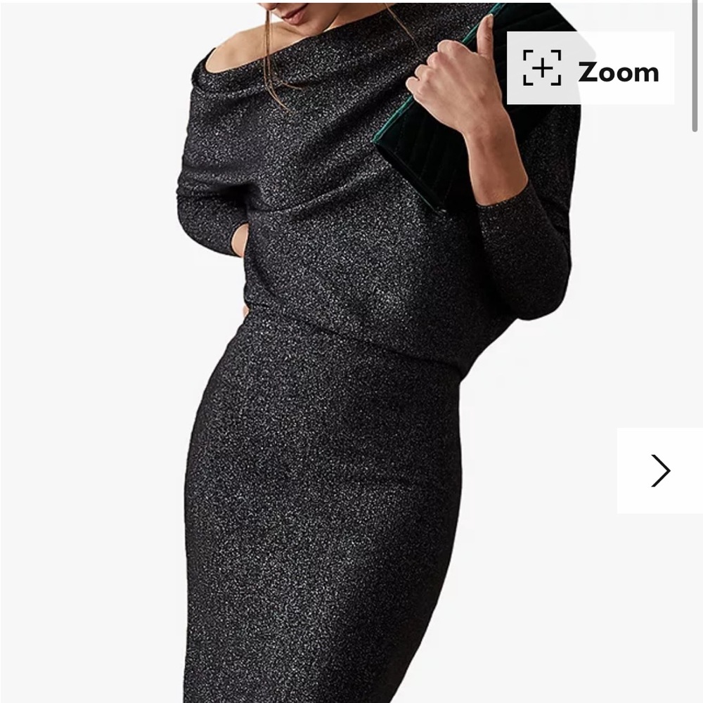 Reiss Rayna Glitter Embellished Draped Dress